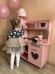 Деревянная детская кухня EcoToys со звуками Розовая 7268 (5903769974849) фото от покупателей 2