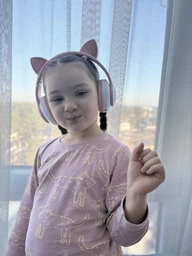 Беспроводные наушники с кошачьими ушками CAT EAR Bluetooth 5.0 + EDR детские наушники, игровые с блютуз гарнитурой и LED подсветкой, розовые VIV-23M фото от покупателей 8