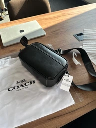 Мужская кожаная сумка Coach Graham Crossbody Bag Gunmetal/Black
