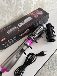 Фен щітка гребінець браш з обертанням 2в1 Professional Hot Air Styler 1000 Вт випрямляч для укладання волосся стайлер з функцією іонізації фото от покупателей 4