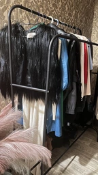 Вішалка Подвійна підлогова для одягу та взуття металева Clother Rack стійка для речей стелаж Чорна GS-7567 фото від покупців 1