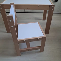 Стол и стульчик детский натуральное дерево бук 66*45*44 см. 50*31*29 см. Белый (4340-6) фото от покупателей 1