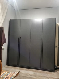 Шафа розпашна чотиридверна зі штангами та полицями для одягу в спальню 1969x2100x570 мм Бетон (mr-18-bt)
