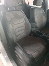 5D Чехлы на сиденья для MITSUBISHI L200 2006-2015 Autovalom Flannel черные с серой вставкою фото от покупателей 15