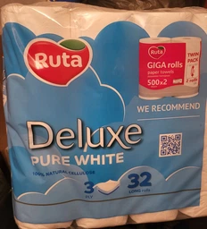 Туалетний папір Ruta Pure White Deluxe 3 шари 160 відривів 32 рулони (4820202896135)