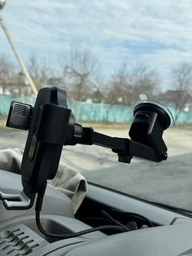 Автомотримач Hoco HW3 Wireless з бездротовою зарядкою (швидка зарядка, 15 Вт, на дефлектор, для смартфона) - Чорний фото від покупців 1