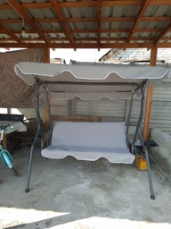 Садовые Качели 3-х местные до 220 кг c Подстаканником Серые Gardenline VIP Grey для 3 Человек с Навесом - Тентом Польша