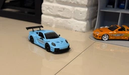 Дрифт машинка кар радиоуправляемая игрушка RC детский автомобиль на пульте управления с USB зарядкой трюковая гоночная скоростная маневренная с светом передними фарами для дома улицы игр дрифтинга бокового скольжения поворотов 360° porsche 1:24 голубой фото от покупателей 3