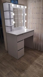 Туалетний столик з +пуф, готова beaury-зона,160*90*50см, білий, MirrorRika