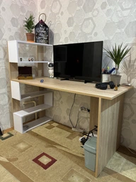 Стіл Moreli комп'ютерний письмовий з полицями ST-0024 Бетон фото від покупців 1