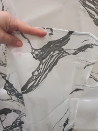 Штора для ванной комнаты шторка для душа белый мармор 180×200 см + кольца (12 шт) для шторки для ванной, белый фото от покупателей 18