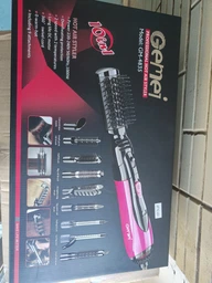 Многофункциональный стайлер для укладки волос 10 в 1 Gemei 4835-1000W Профессиональный фен щетка с ионизацией Розовый