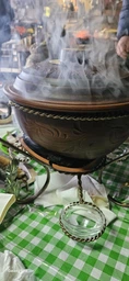 Садж блюдо для подачі шашлика Вітой з глиняним посудом Жаровня 4л Виноградний листсм з соусницями