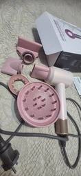 Профессиональный фен для волос Super Hair Dryer 1600 Вт черный + розовый + 5 насадок + держатель фена на стену