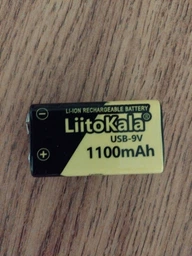 LiitoKala USB-9V 1100mAh — Li-ion аккумулятор 9V 6F22 (Крона) с зарядкой Type-C