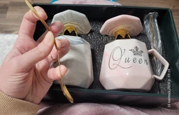 Парні чашки для закоханих з порцеляни Queen&King 2 (шт) по 400 (мл) подарункові чашки з кришкою і ложкою