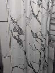 Штора для ванной комнаты шторка для душа белый мармор 180×200 см + кольца (12 шт) для шторки для ванной, белый фото от покупателей 7