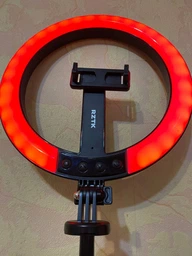 Комплект блогера беспроводной RZTK Aura Light Pro (кольцевая RGB led лампа 26 см 12 В / аккумулятор 1200 мАч / штатив 2.3 м Alum / пульт/ USB Type-C)