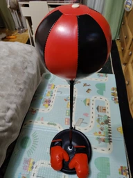 Боксерская груша для детей на стойке с перчатками Punching Ball Set, детский набор для бокса с пружиной, насосом и регулируемой высотой для тренировок и игры дома и на улице Красный/черный, PBS-115 фото от покупателей 5