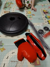 Боксерская груша для детей на стойке с перчатками Punching Ball Set, детский набор для бокса с пружиной, насосом и регулируемой высотой для тренировок и игры дома и на улице Красный/черный, PBS-115 фото от покупателей 1