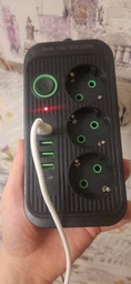 Мережевий фільтр подовжувач Power Strip 2500W 3AC, 4USB, 1PD чорний фото від покупців 1
