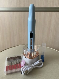 Профессиональный беспроводной фрезер для маникюра и педикюра Nail Machine 8809 машинка для маникюра и педикюра и УФ лампа + подарок 12 насадок, белый