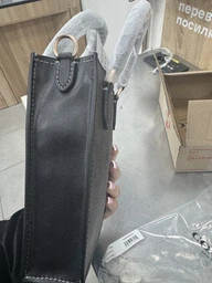 Сумка кросс-боди через плечо женская из натуральной кожи маленькая Coach Mini Tote In Signature Canvas BG-COA-69 Коричневая (195031937231) фото от покупателей 3