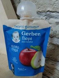 Дитяче пюре Gerber Pouch Яблуко та груша, 90 г (7613036345507) фото від покупців 5