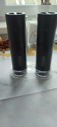 Набор из 2 электрических мельниц для специй с подсветкой и подставкой Electric Grinder SET для измельчения соли и перца, черный фото от покупателей 8