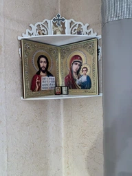 Иконостас на 2 полки, полка под иконы (угловой) белый Узор Diy_UA