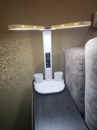 Лампа настольная с аккумулятором для маникюра LED с двумя плафонами подставкой для телефона сенсорным управлением 3 режима света USB лампы LED светодиодные на аккумуляторе фото от покупателей 2