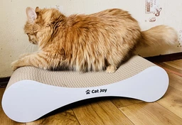 Когтеточка-лежанка Cat Joy «Модерн» из гофрокартона деревянный фасад Коричневая 54×13×25 см фото от покупателей 3