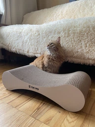 Когтеточка-лежанка Cat Joy «Модерн» из гофрокартона деревянный фасад Коричневая 54×13×25 см фото от покупателей 2