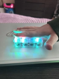 Брелок кейкап кликер, антистресс 4 клавиши LED подсветка клавиатура прозрачная