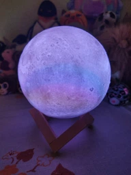 Ночник 3D аккумуляторная Луна Светильник 5 режимов 5 цветов 3D Moon Touch USB фото от покупателей 1