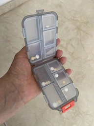 Пластиковая таблетница для лекарств на 10 отделений Container органайзер - контейнер для таблеток / витаминов / капсул, 9.6х6.4х3.1 см, серая (100830688) фото от покупателей 2