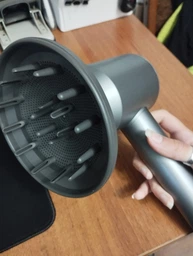 Профессиональный фен стайлер для волос Super Hair Dryer 1600 Вт + 5в1 насадок, синий / золото фото от покупателей 1