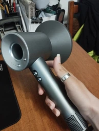 Профессиональный фен стайлер для волос Super Hair Dryer 1600 Вт + 5в1 насадок, синий / золото фото от покупателей 2