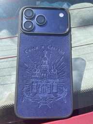 Чехол из премиальной Алькантары для iPhone 17 Pro Max Спаси и Сохрани 2 синий with MagSafe фото от покупателей 2