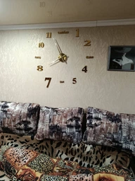 Настенные часы DIY 3D "Seven" золото - Большие бескаркасные 3Д часы 60-130 см, самоклеящиеся (101137)