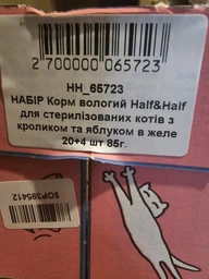 Промонабір вологого корму Half&Half для стерилізованих котів шматочки з кроликом та яблуком у желе 85 г х 24 шт (2700000065723) фото від покупців 1