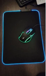 Игровой коврик с подсветкой RGB коврик для мыши игровая поверхность под мышку антиковзкий компьютерный ковер с ргб подсветкой 14 цветов для ПК ноутбука гейминга работы обучение 350х250х3 мм подкладка на стол NeonPad 3525 черный