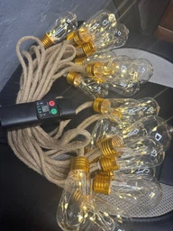 Вуличний та домашній LED світильник+POWER BANK Sunlamp 8 м + 2 м, 20 ламп по 10 LED, 220V, IP65, тепле світло, з пультом і 8 режимами