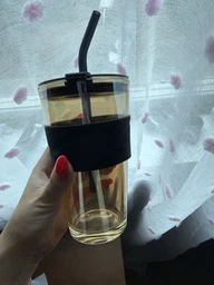 Скляна склянка з кришкою і трубочкою для смузі, коктейлів, айс кави - Aurora 450 мл фото від покупців 2