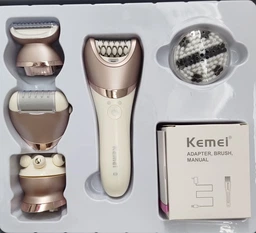 Беспроводной эпилятор Kemei для сухой и влажной депиляции 5в1 с насадками депилятор пемза массажер бритва пилинг с подсветкой