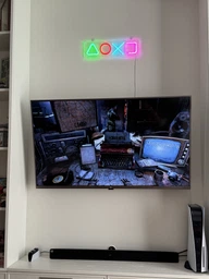 Неоновая вывеска на стену ночник светильник в комнатуSony PlayStation логотип для геймера PS LED ЛЕД Неон Разноцветная 42 х 12.5 см