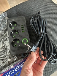 Подовжувач мережевий переноска 4 метри на 3 розетки + 4USB+1Type-C UA Power F09U Чорний