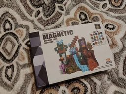 Магнітний конструктор майнкрафт магнітні блоки у стилі Minecraft для дітей 100 деталей дитячий набір розвиваючий STEM іграшка для розвитку моторики логіки творчості будівництва сумісний блоковий навчальний креативний будівельний + серветка в комплекті