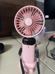 Портативный мини вентилятор ручной Mini Fan 3276 с дисплеем и подставкой для телефона на 5 скоростей Розовый фото от покупателей 2