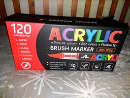 Набір акрилових маркерів, 72 шт. Acrylic Brush Marker DMX-2025A-72 акрилові маркери з м'яким пензликом для творчості та декору, фломастери для малювання фото від покупців 2